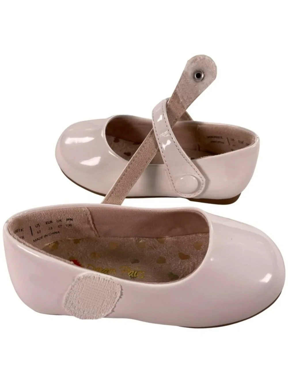 Dream Paris Girls White Patent Mary Jane Shoe strap & Gift Bag Size US 6T NEW